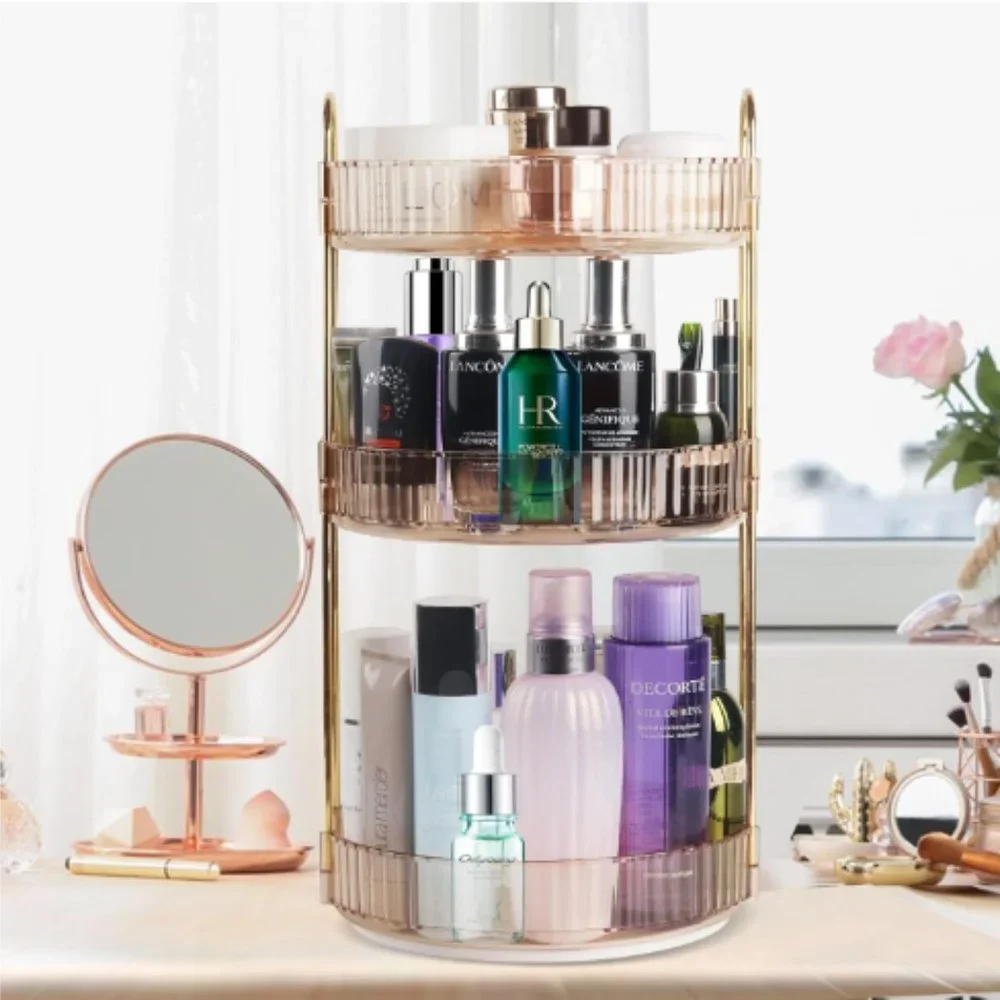 3 Tiers - 360° Turntable Makeup Organizer - Lazy Susan Cosmetics Storage